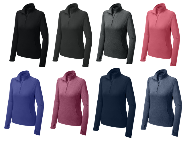25.) Dog Is My CoPilot LST850 Jersey elástico con cremallera de 1/2 para mujer Sport-Tek Dri-Fit bordado
