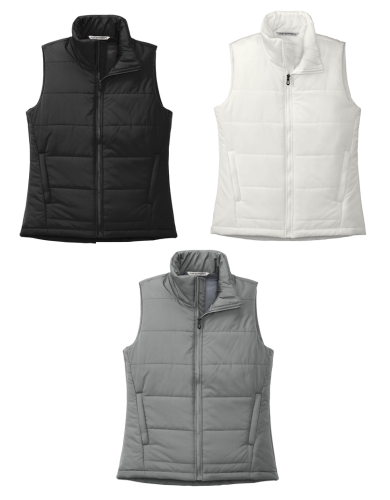 31.) Dog is My Copilot L853 Embroidered Ladies Puffer Vest
