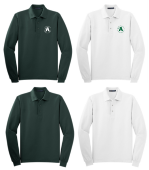 10.) Saint Ann Uniform K500LS Embroidered Long Sleeve Silk Touch Unisex Long Sleeve Polo