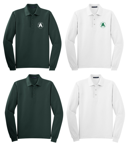 10.) Saint Ann Uniform K500LS Embroidered Long Sleeve Silk Touch Unisex Long Sleeve Polo