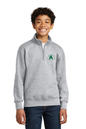 12.) Saint Ann Uniform PC78YQ Embroidered Youth Core Fleece 1/4-Zip Pullover Sweatshirt