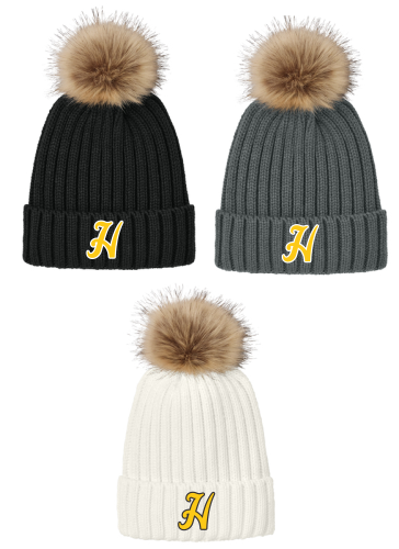 30.) Fairfax Elementary Spiritwear C990 Embroidered Faux Fur Pom Beanie