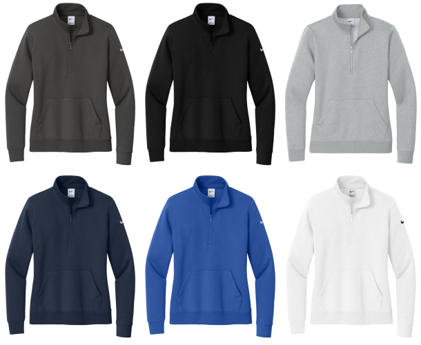 16.) Standby Screw NKDX6720 Embroidered Nike Ladies Club Fleece Sleeve Swoosh 1/2-Zip
