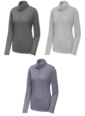 25.) Julie Billiart LST407 Embroidered Ladies Tri-Blend Wicking 1/4-Zip Pullover