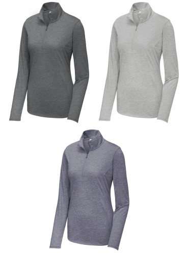 25.) Julie Billiart LST407 Embroidered Ladies Tri-Blend Wicking 1/4-Zip Pullover