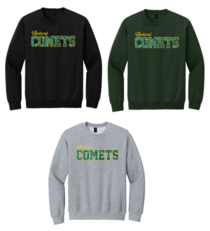 09G.) Amherst Holiday Spiritwear 18000 Cotton Adult Crewneck *Glitter Embroidery*