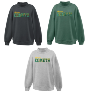 12G.) Amherst Holiday Spiritwear 7187 Screened Womens Juliet Mockneck *Glitter Embroidery*
