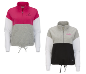 15.) Candance Fall Spirit BW5206 Embroidered Women's Fleece Colorblocked Quarter-Zip Pullover