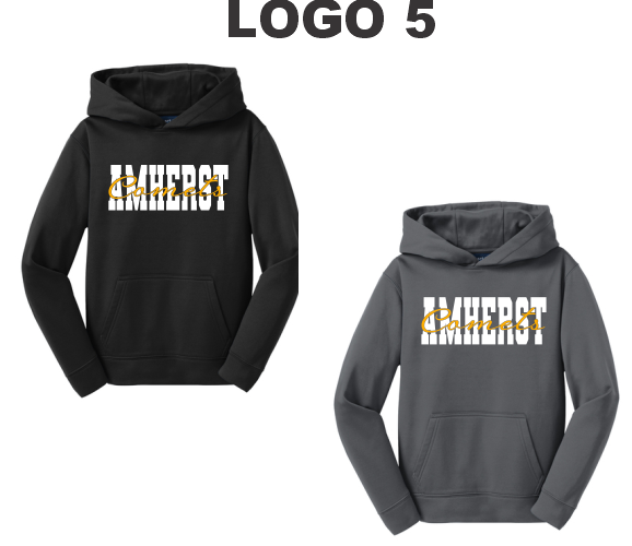 15E.) Amherst Holiday Spiritwear YST244 Dri-Fit YOUTH Sport Blend Hoodie