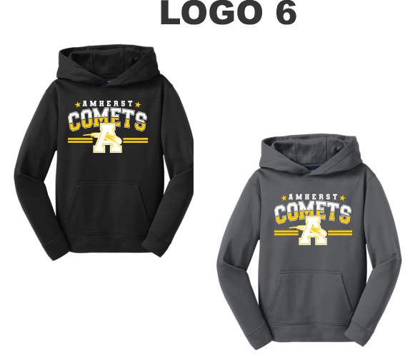 15F.) Amherst Holiday Spiritwear YST244 Dri-Fit YOUTH Sport Blend Hoodie